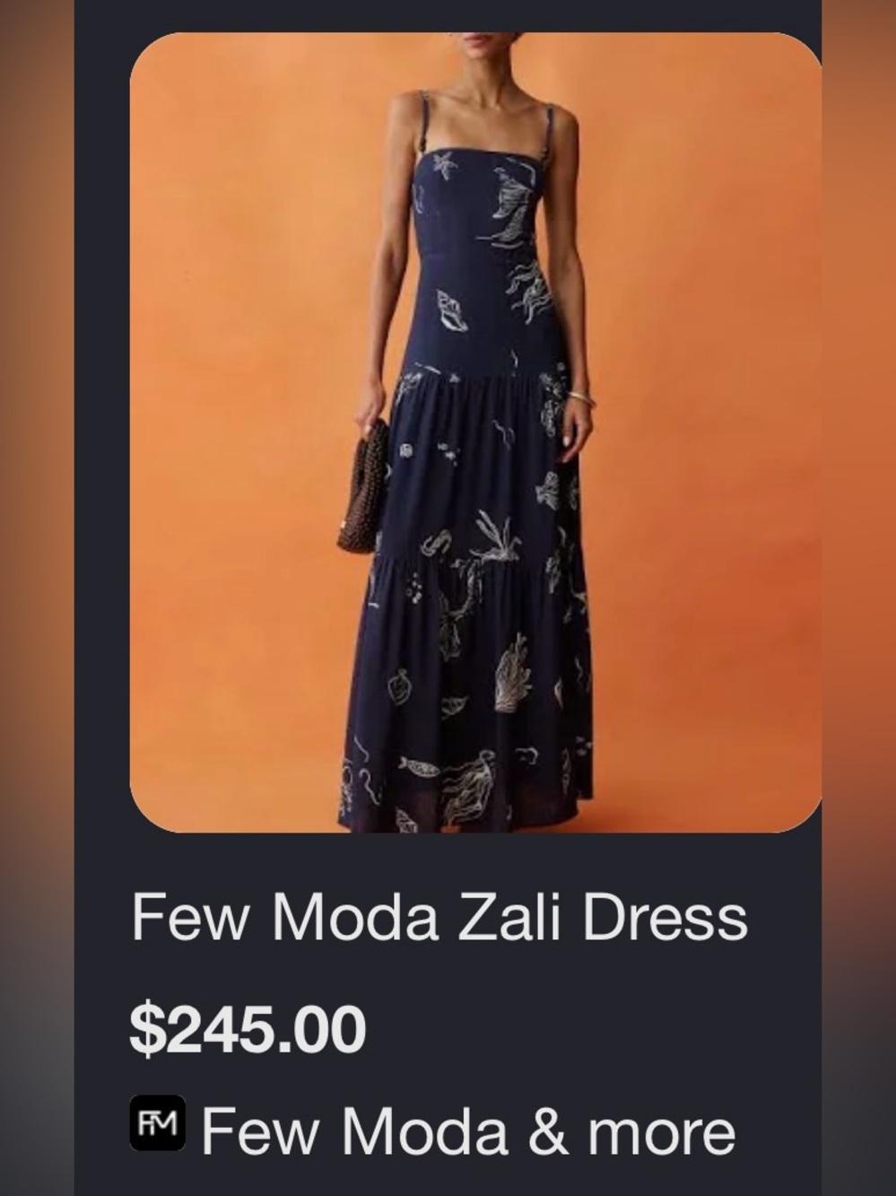 Few Moda Zali Navy Printed Linen Blend Maxi Dress – Size 10 NWT - Picture 3 of 12